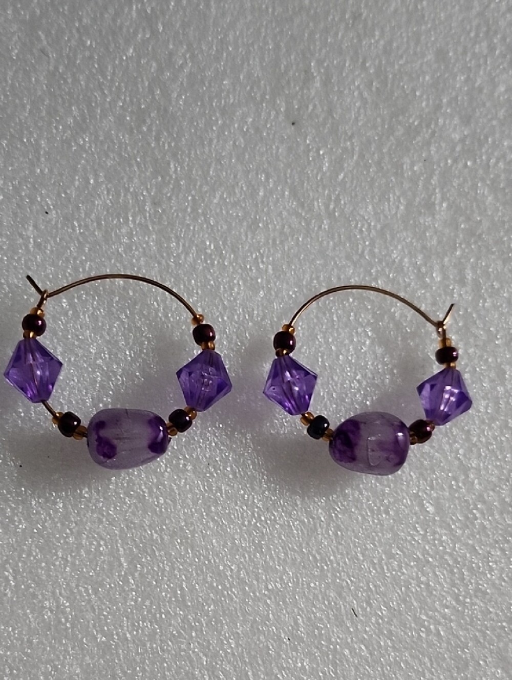 Handcrafted Purple Bead Hoop Earrings - Women Jewelry
